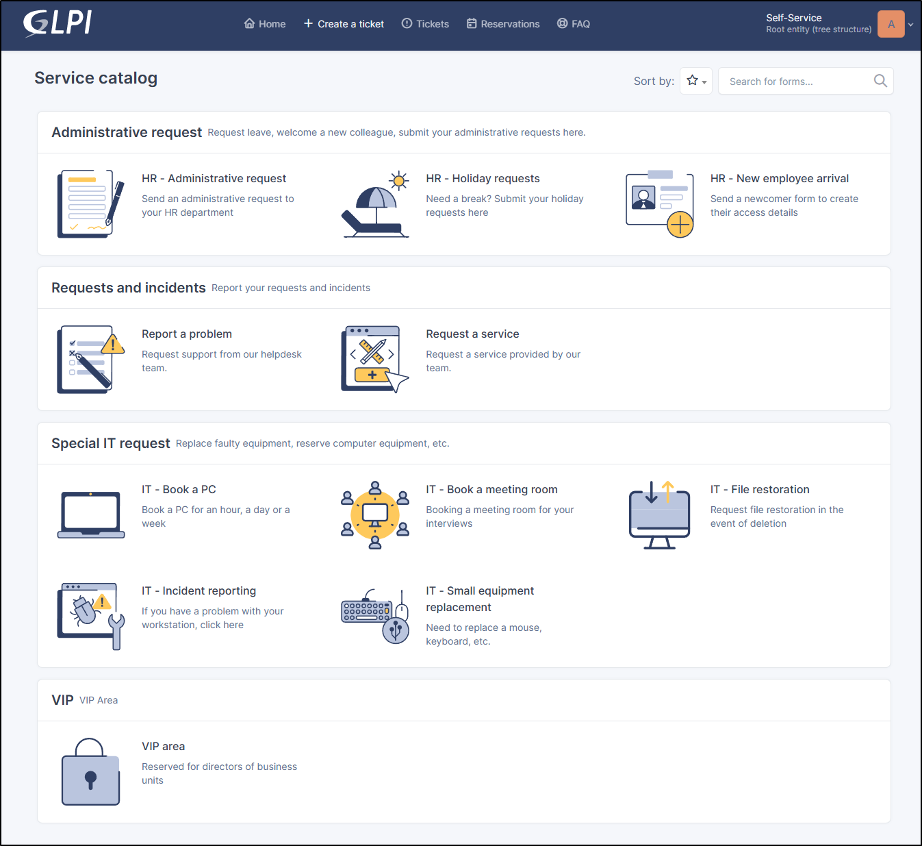 Exemple de catalogue de services