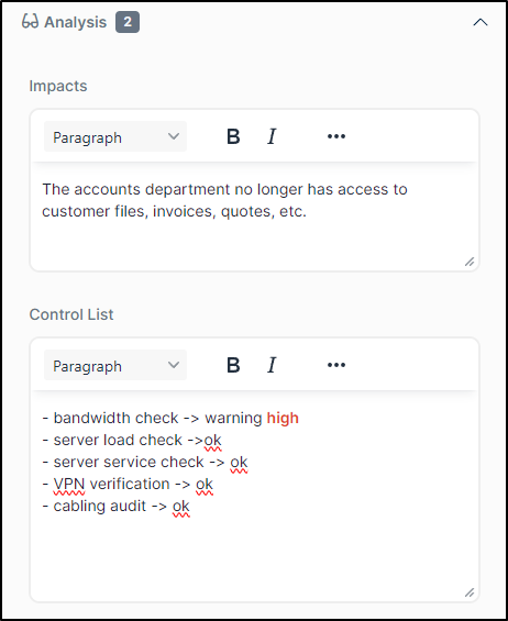 Vue de l'analyse des changements